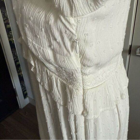 PAIGE Odelise Boho Peasant Style White Long Sleeve Ruffle Trim Dress Size M - Picture 8 of 9